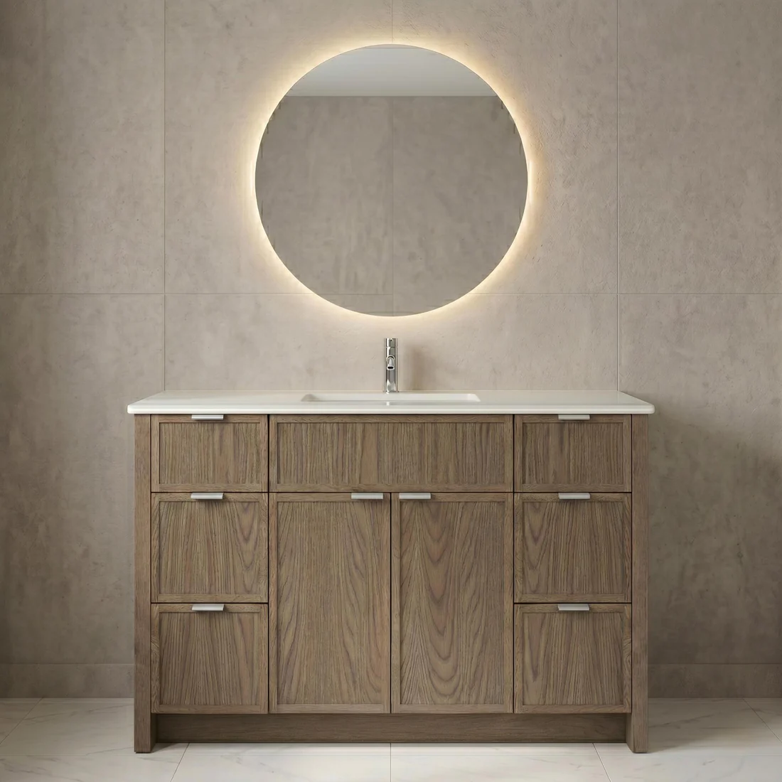 The Rosseau 48" White Oak Wood Bathroom Vanity - Image 4