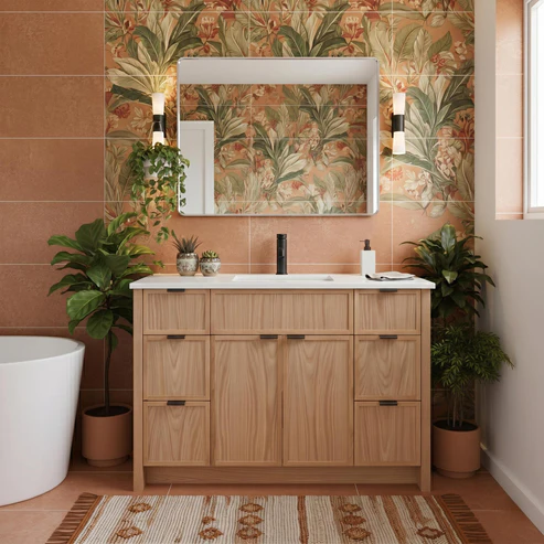 The Rosseau 48" White Oak Wood Bathroom Vanity - Image 5