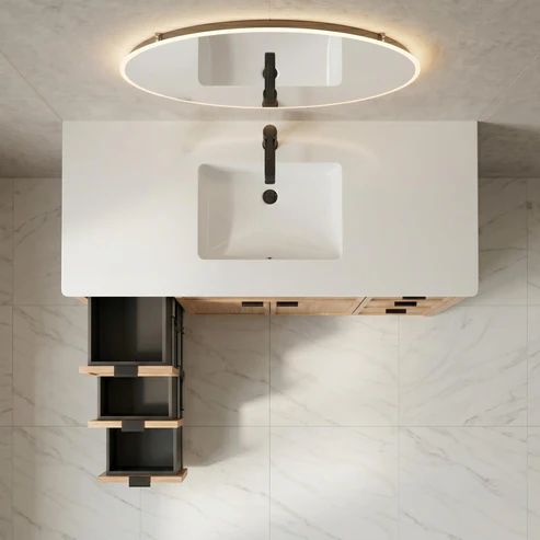 The Rosseau 48" White Oak Wood Bathroom Vanity - Image 6
