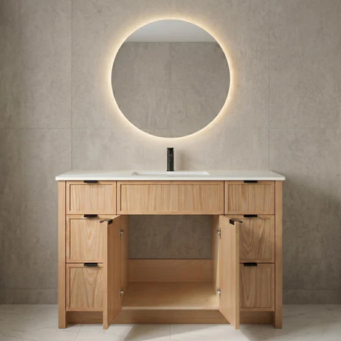 The Rosseau 48" White Oak Wood Bathroom Vanity - Image 7