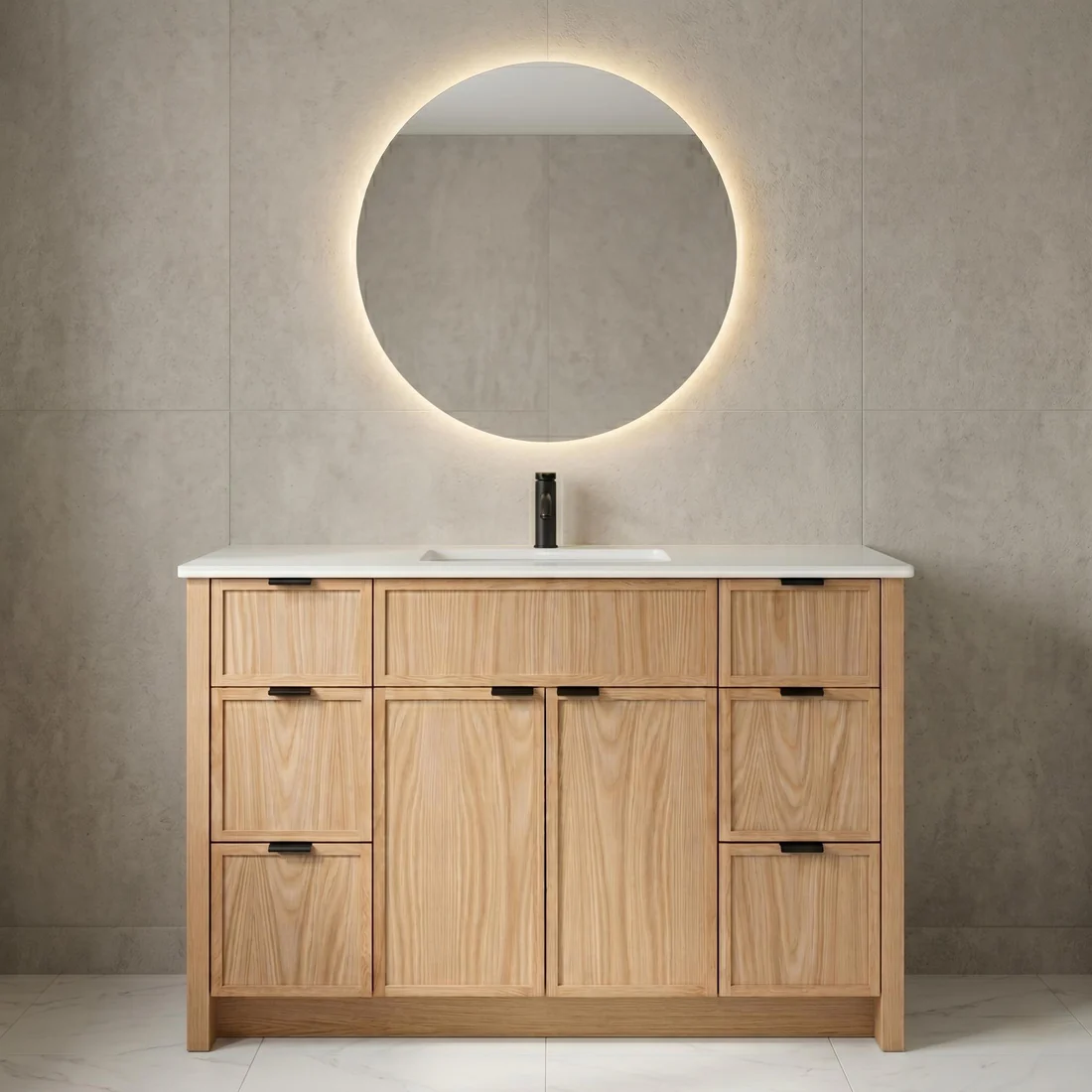 The Rosseau 48" White Oak Wood Bathroom Vanity - Image 8