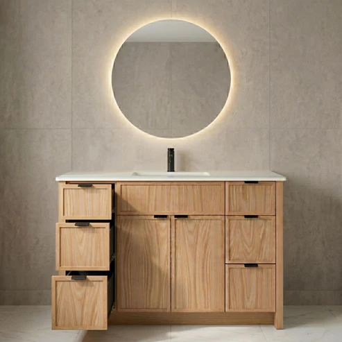The Rosseau 48" White Oak Wood Bathroom Vanity - Image 9