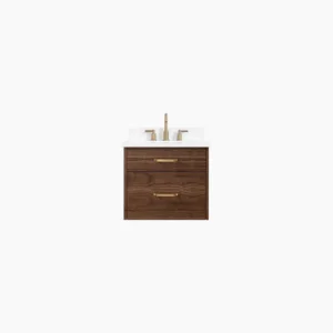 Austin Slim 24" Wall Mount American Black Walnut Bathroom Vanity - All Drawers