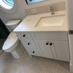 B-12 Single Sink Toe Kick 4" - Right Side 2 Doors Top Dummi, 3 Drawers Left Side