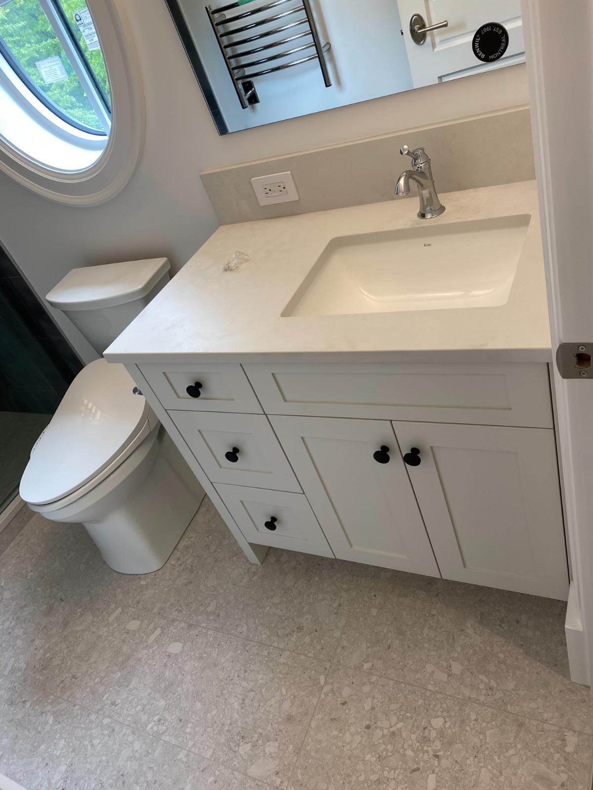 B-12 Single Sink Toe Kick 4" - Right Side 2 Doors Top Dummi, 3 Drawers Left Side
