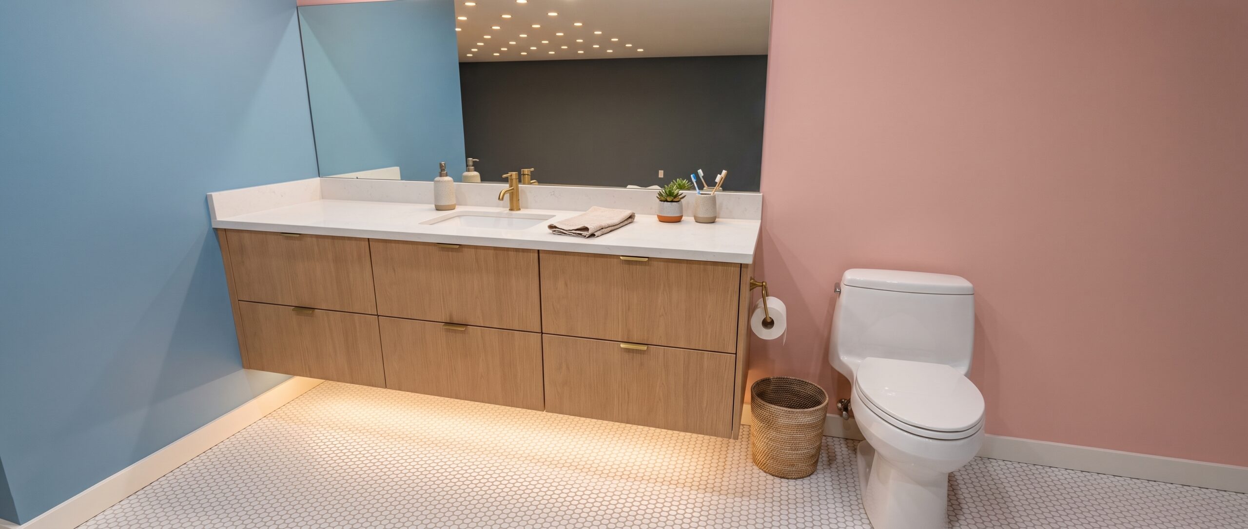 A-11 Floating Vanity Centered Single Sink, 2 Drawers & 2 Drawers Left, 2 Drawers Right