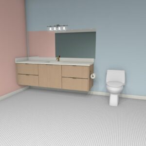 A-12 Floating Vanity Centered Single Sink, 2 Doors & 2 Drawers Left, 2 Drawers Right