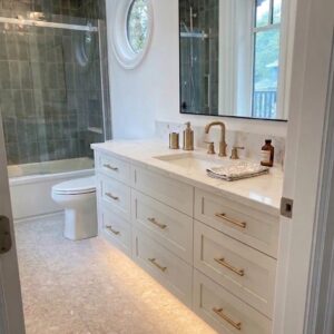A-10 Floating Vanity Centered Single Sink Top Dummy With 2 Drawers & 3 Drawers Left, 3 Drawers Right
