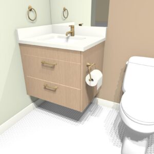 A-3 Floating Vanity Top Dummy Drawer With 2 Bottom Functional U-Shape Drawers For Plumbing Clearance