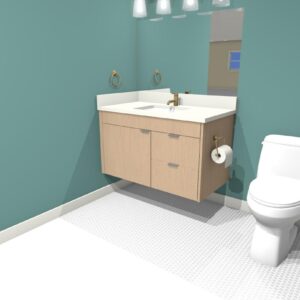 A-4 Floating Vanity Centered Sink Top Dummy With 1 Door Left Side, 2 Drawers Right Side