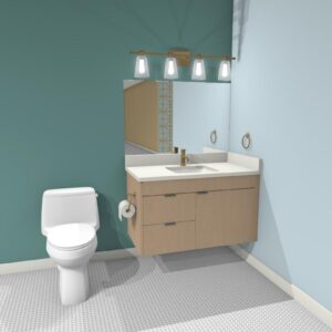 A-5 Floating Vanity Centered Sink Top Dummy With 1 Door Right Side, 2 Drawers Left Side