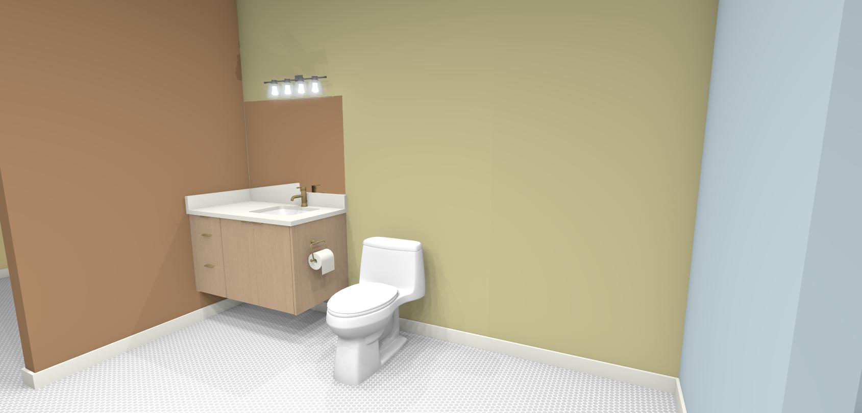 A-7 Floating Vanity 2 Doors Right, Single Sink, 3 Drawers Left