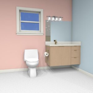 A-8 Floating Vanity 2 Doors Left, Single Sink, 3 Drawers Right