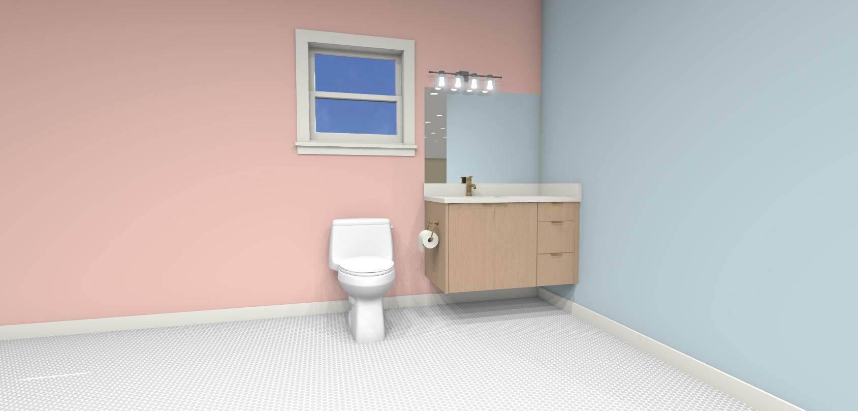 A-8 Floating Vanity 2 Doors Left, Single Sink, 3 Drawers Right
