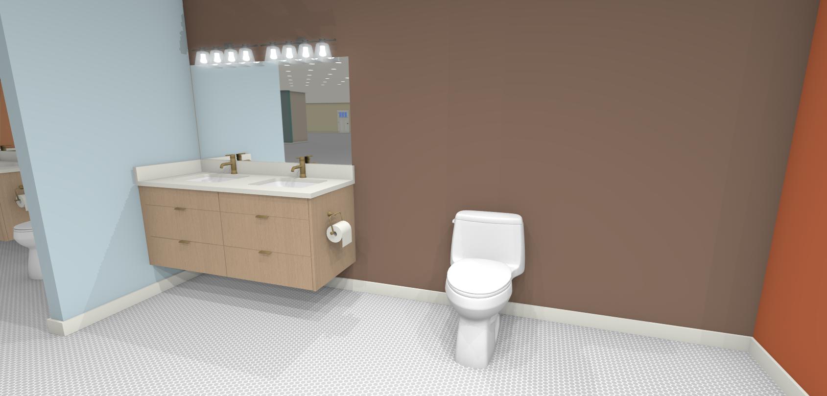 AA-3 Floating Double Sink Top Dummy 4 Drawers