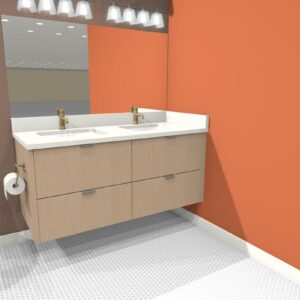 AA-4 Floating Double Sink 4 Doors & 3 Drawers Middle