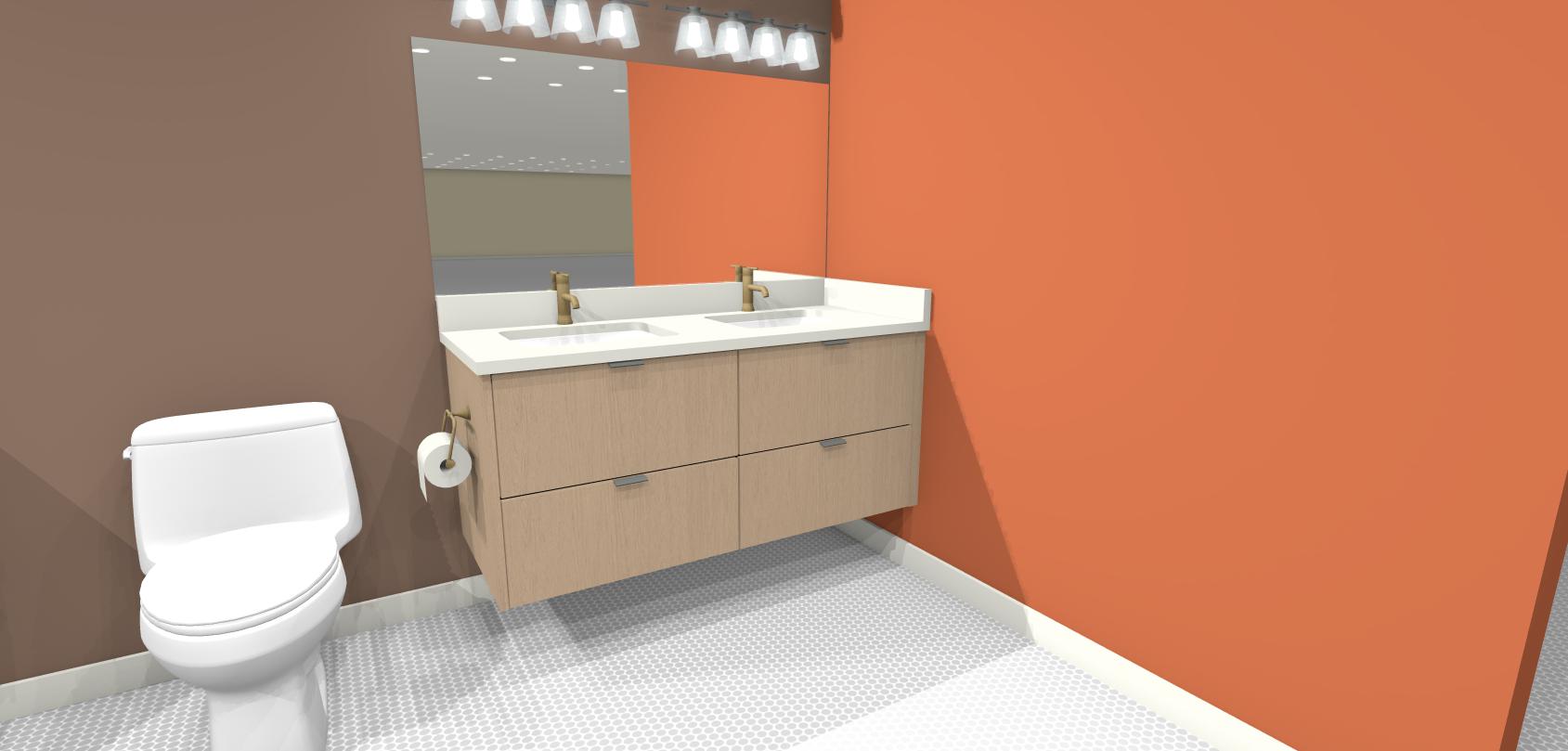 AA-4 Floating Double Sink 4 Doors & 3 Drawers Middle