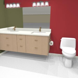 AA-6 Floating Double Sink 4 Drawers, Top 2 Dummy & 3 Drawers Middle