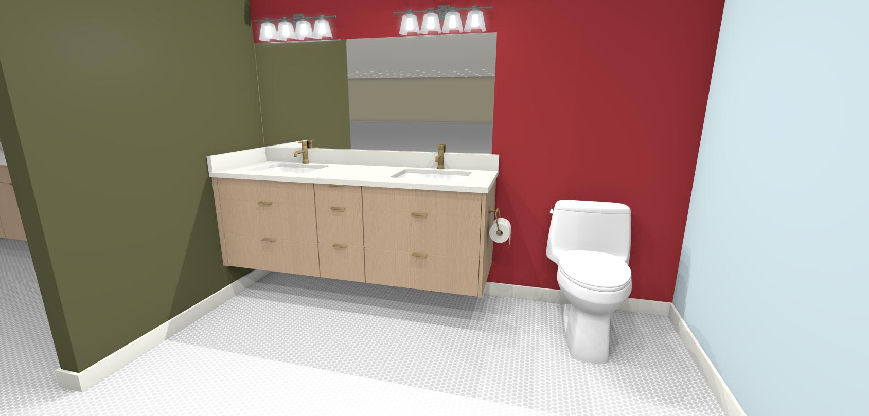 AA-6 Floating Double Sink 4 Drawers, Top 2 Dummy & 3 Drawers Middle