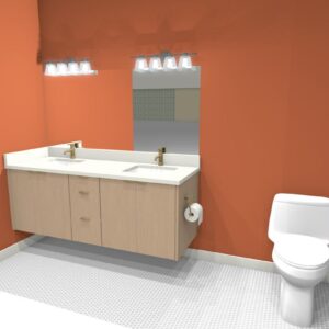 AA-7 Floating Double Sink 4 Doors & 3 Drawers Middle