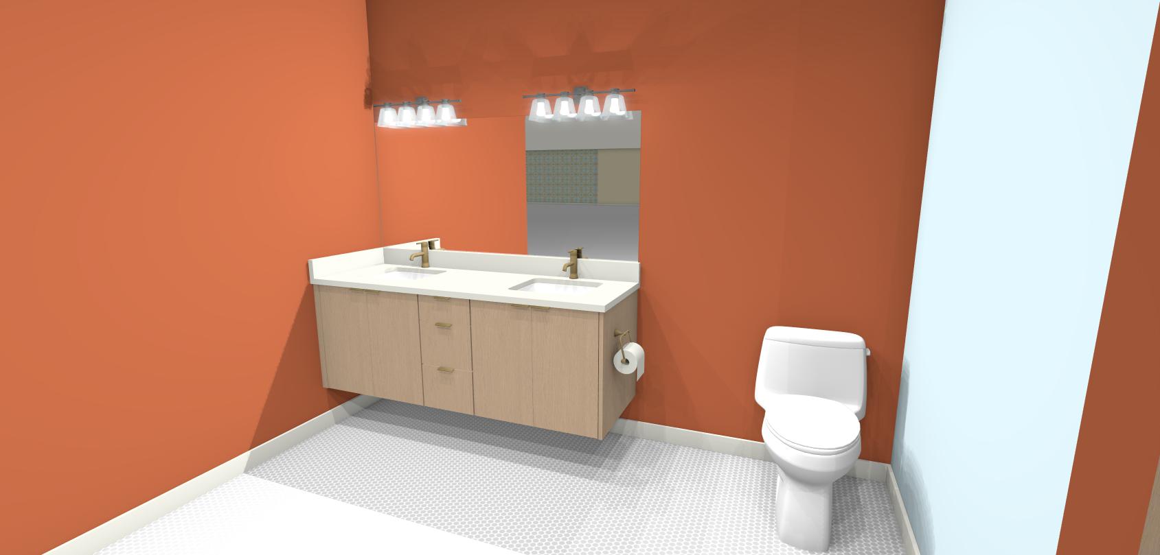 AA-7 Floating Double Sink 4 Doors & 3 Drawers Middle