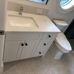 B-11 Single Sink Toe Kick 4" - Left Side 2 Doors Top Dummi, 3 Drawers Right Side