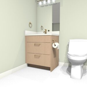 B-3 Single Sink Toe Kick 4" - 1 Top Dummy Drawer + 2 Drawers With U Shape Plumbing Cutout