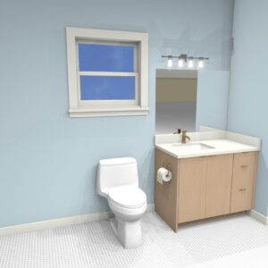 B-9 Single Sink Toe Kick 4" - Left Side, 3 Drawers Right Side