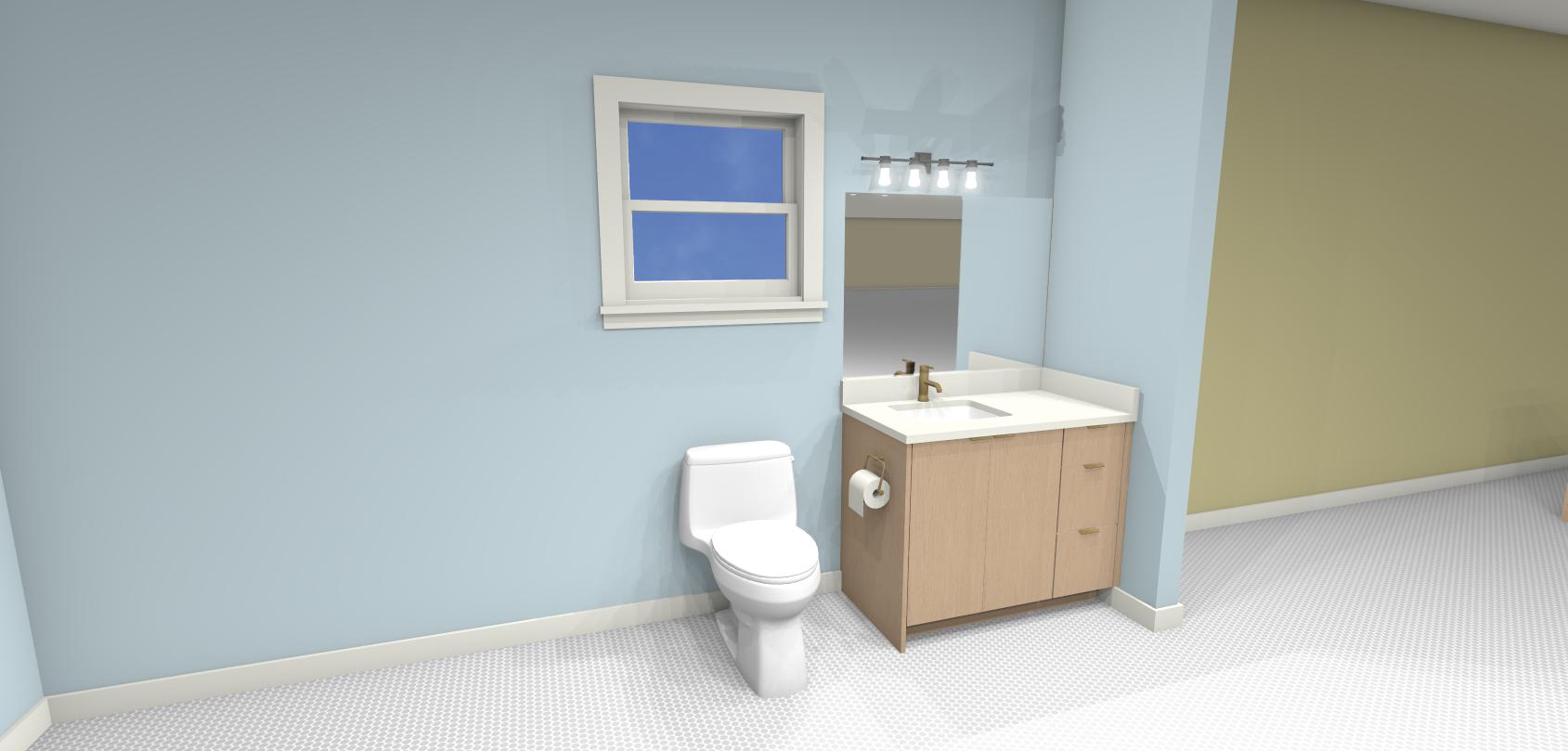 B-9 Single Sink Toe Kick 4" - Left Side, 3 Drawers Right Side
