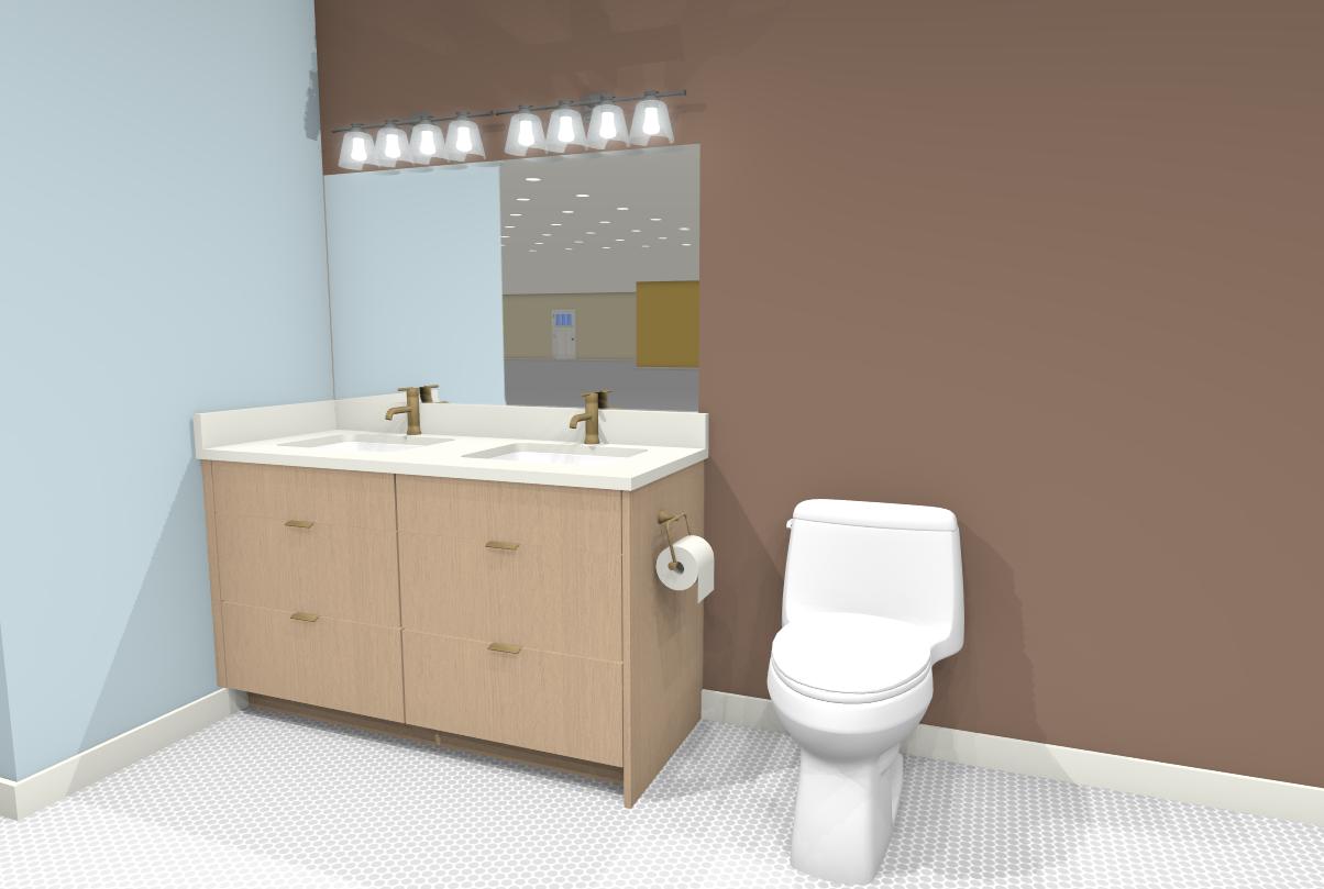 BB-3 Double Sink Toe Kick 4" - 2 Top Dummy Drawers With 4 Drawers