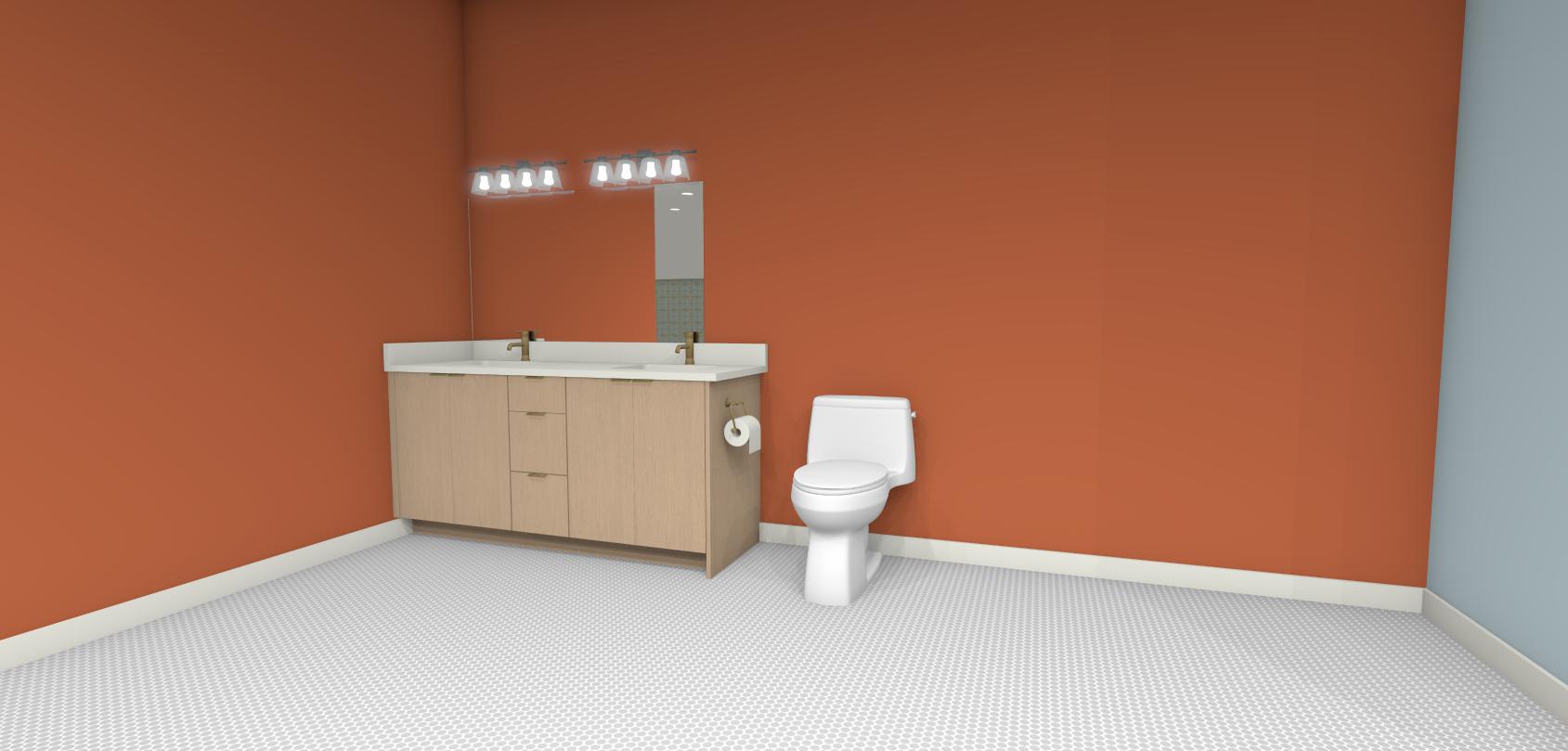 BB-4 Double Sink Toe Kick 4" - 4 Doors & 3 Drawers Middle