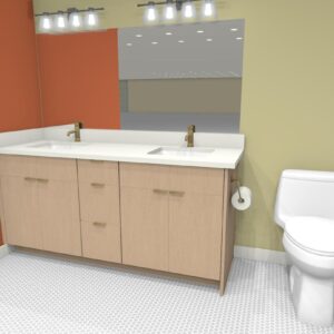 BB-5 Double Sink Toe Kick 4" - Top 2 Dummy Drawers, 4 Doors & 3 Drawers Middle