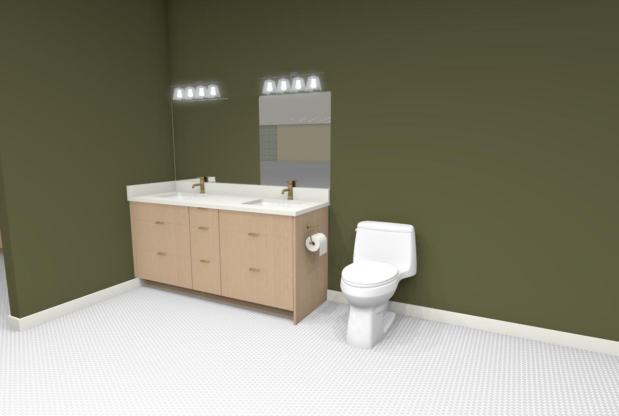 BB-6 Double Sink Toe Kick 4" - Top 2 Dummy, 4 Drawers & 3 Drawers Middle