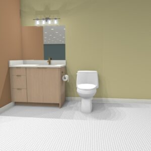B-8 Single Sink Toe Kick 4" - Right Side, 3 Drawers Left Side